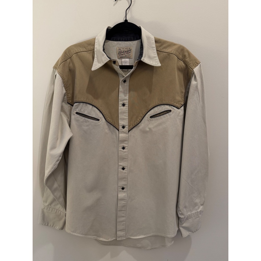 Rockmount Ranch Wear Tru-West Mens Medium Western Snap Shirt Corduroy Yoke USA